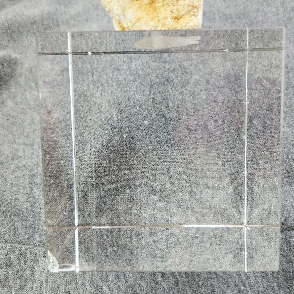 Clear Quartz Crystal Geode Mineral Specimen Display Piece on Cube Base READ